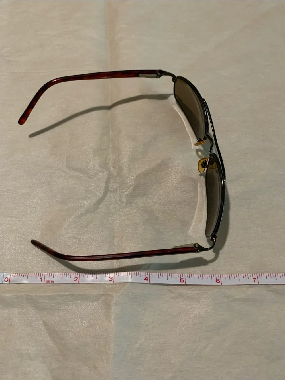 Men's Rectangular Metal Frame Sunglasses in Brown/Black